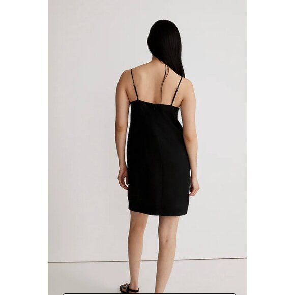 Madewell Womens $98 Goldie Mini Dress 100% Linen Black Size 14 NL087 - Picture 2 of 6